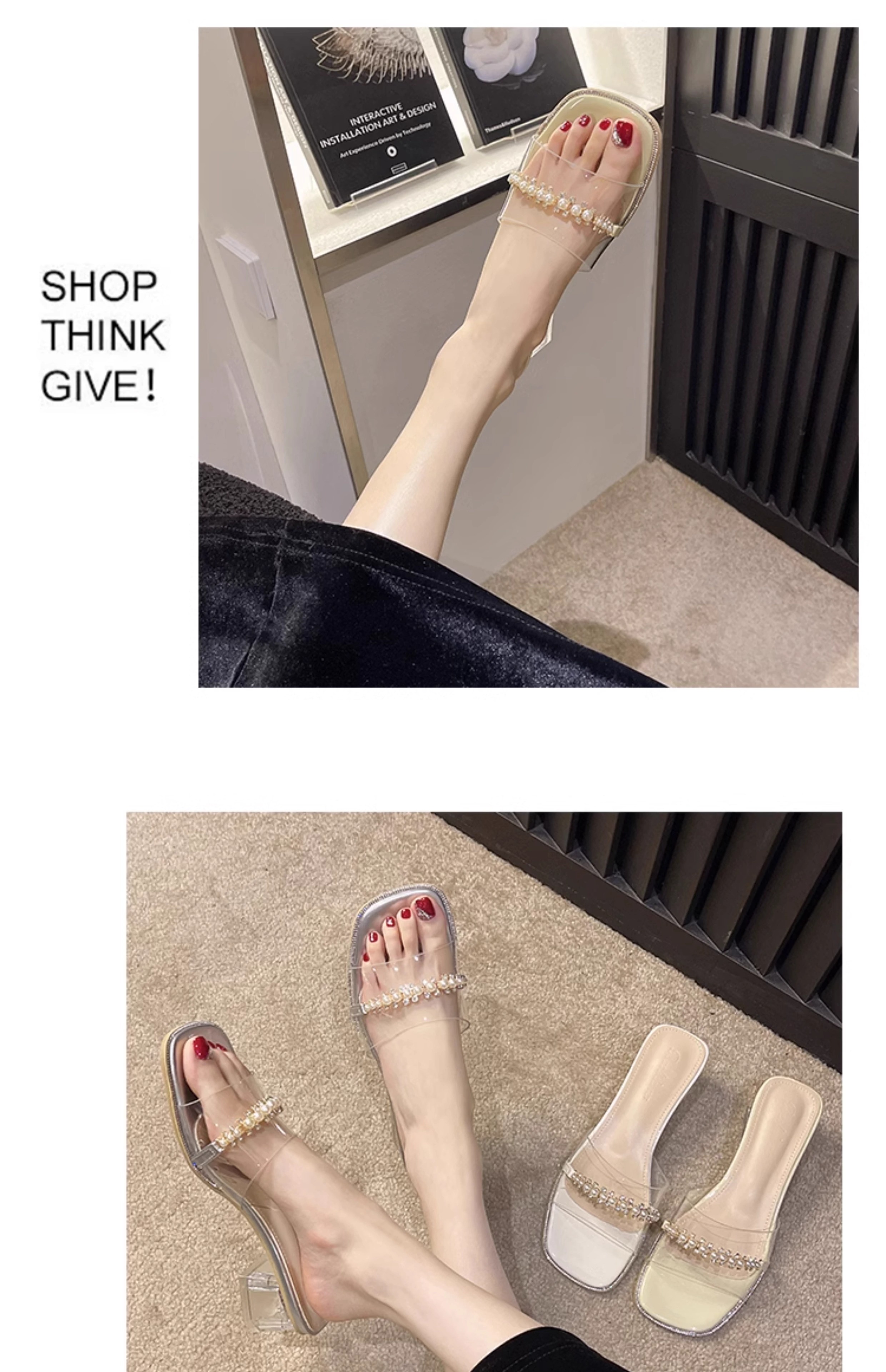 C9813 2760K GIÀY DÉP LÊ NỮ RSKREGS GÓT VUÔNG TRONG SUỐT GIÀY DÉP NỮ G06 SẢN PHẨM MỚI