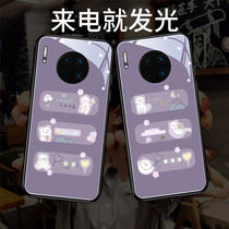 Wish Cat applies to Huawei mate30pro mobile phone shell 5G version of womens section mate40 luminous P40pro full package anti-fall mate20pro incoming flash P30pr