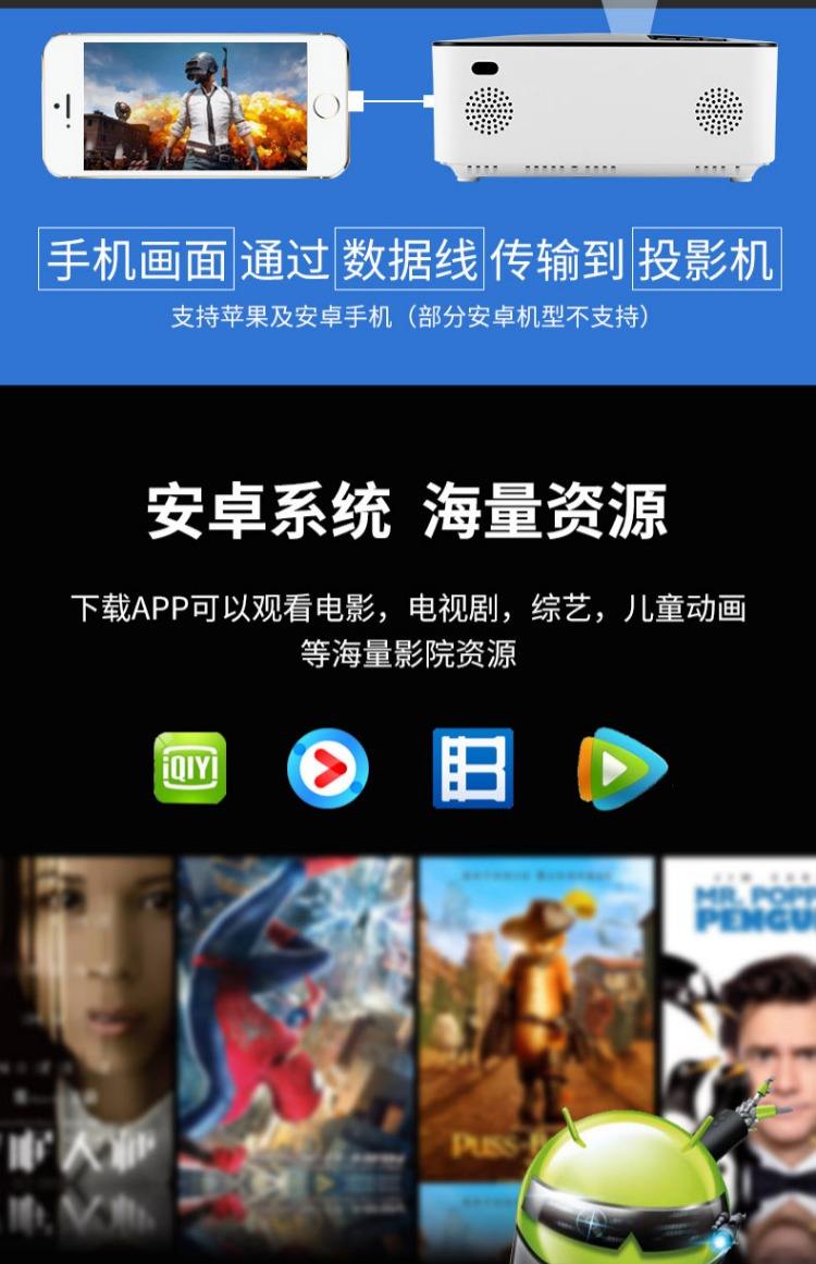 Fumanmen 2018 mới led chiếu nhà Android máy chiếu thông minh HD nhỏ máy chiếu cầm tay - Máy chiếu máy chiếu 3d hologram