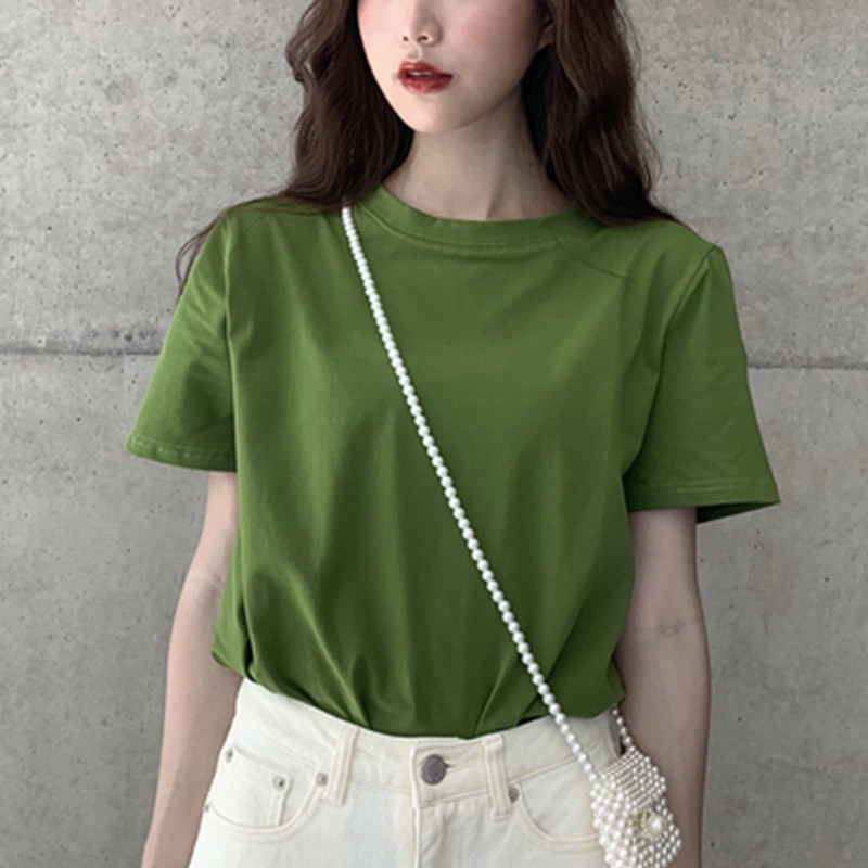 Butter and Fruit Green Shirt girls handsome wear the net red tops 2020 new summer Korean edition relaxed short sleeve cotton