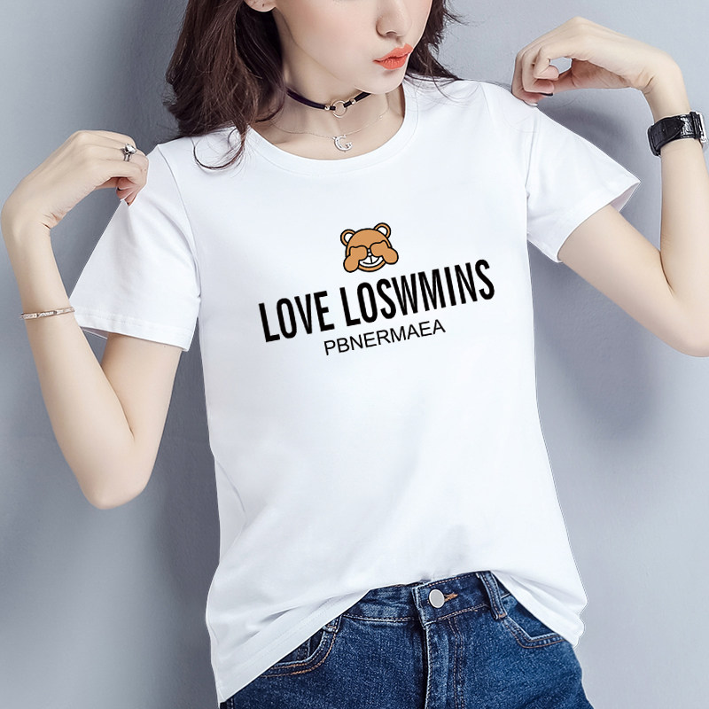 2020 New cotton white T - shirt female network red and relaxed casual Han edition printed with short sleeve tops tide