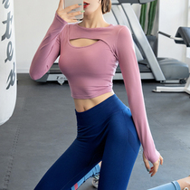 Sexy Hollowed-out Gym Fitness Sports Blouse T-shirt Woman Short Stretch Tight Fit Elastic Running Speed Dry Yoga Service Long Sleeve