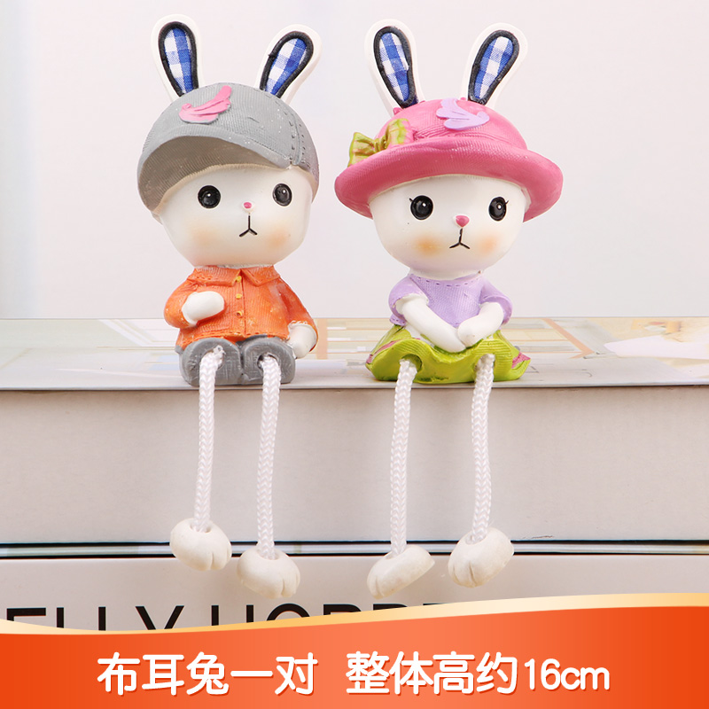 Cute Couple Rabbit Ornament Decoration Hanging Feet Doll Doll Resin Creative Birthday Gift for Boyfriend Girl