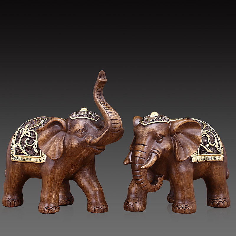 Lucky elephant ornaments a pair of wine cabinet decoration office table decoration handicraft shop opening gifts