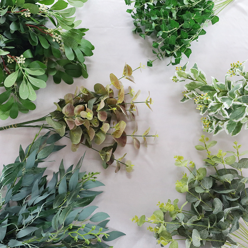 Taihuan Emulation Green Plant Money Leaf Willow Leaf to decorate the bunching bridal bouquet with wall-mounted door face to decorate the green leafy plant-Taobao