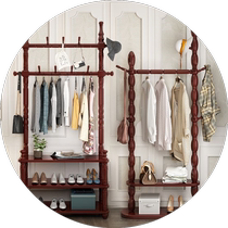 Solid wood coat rack floor-standing bedroom foyer rack simple modern clothes rack European style living room room clothes rack
