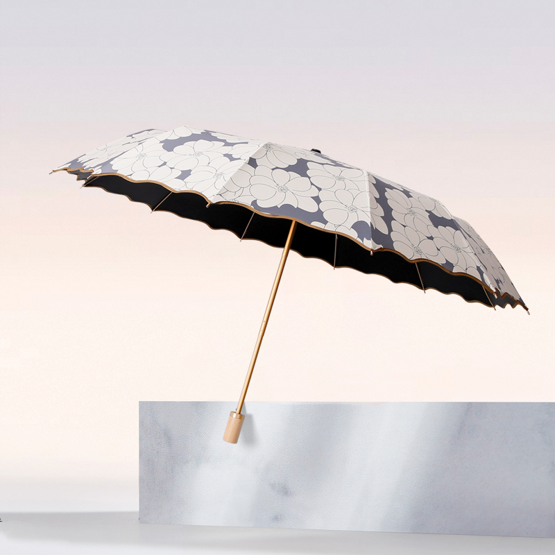 caberryne retro wave edge small freshener umbrella female dual-use increased sunscreen anti-UV sunshade