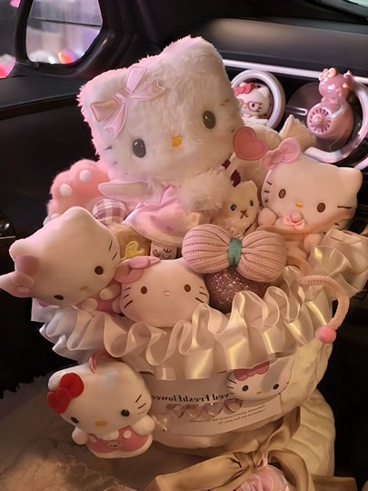 Kätzchen-Cross-Dressing-Bär-Puppen-Blumenstrauß, Geschenk zum Valentinstag für Freundin und beste Freundin zum Geburtstag, praktischer Cartoon-Blumenstrauß