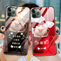 Apple 11pro mobile phone case glass iPhone11 protection silicone cover Apple 11 all-inclusive soft shell promax new ultra-thin anti-drop X female Tide brand male personality creative Net red lovers pig small