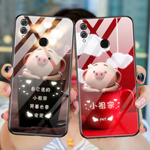 Huawei glory 8x mobile phone case glass 8xmax protective silicone sleeve play 8c all-inclusive soft shell JSN-AL00 ultra-thin anti-drop x8 Tide brand mxa men and women hard Net Red couple cute pig small