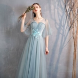 Длинное летнее простое и элегантное платье подружки невесты, средней длины, длина макси