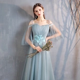 Длинное летнее простое и элегантное платье подружки невесты, средней длины, длина макси