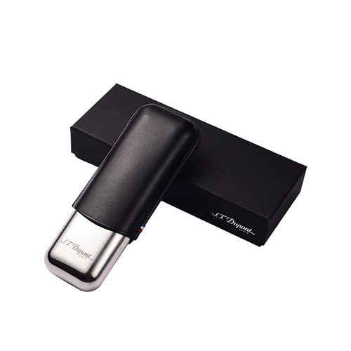 Французский Dupeng S.T.Dupont подлинный портативный двухстроительный металлическая сигаретная коробка кожа