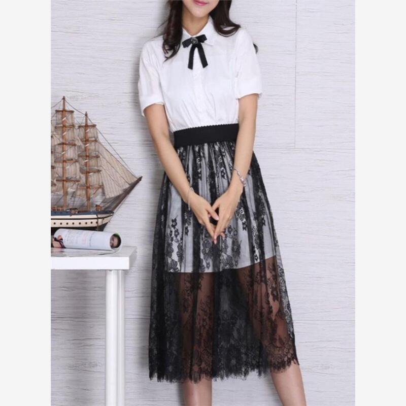 Single-Layer Mesh Transparent ins Lace Base Skirt, Mid-Length Skirt, New See-Through Gauze Skirt for Outerwear