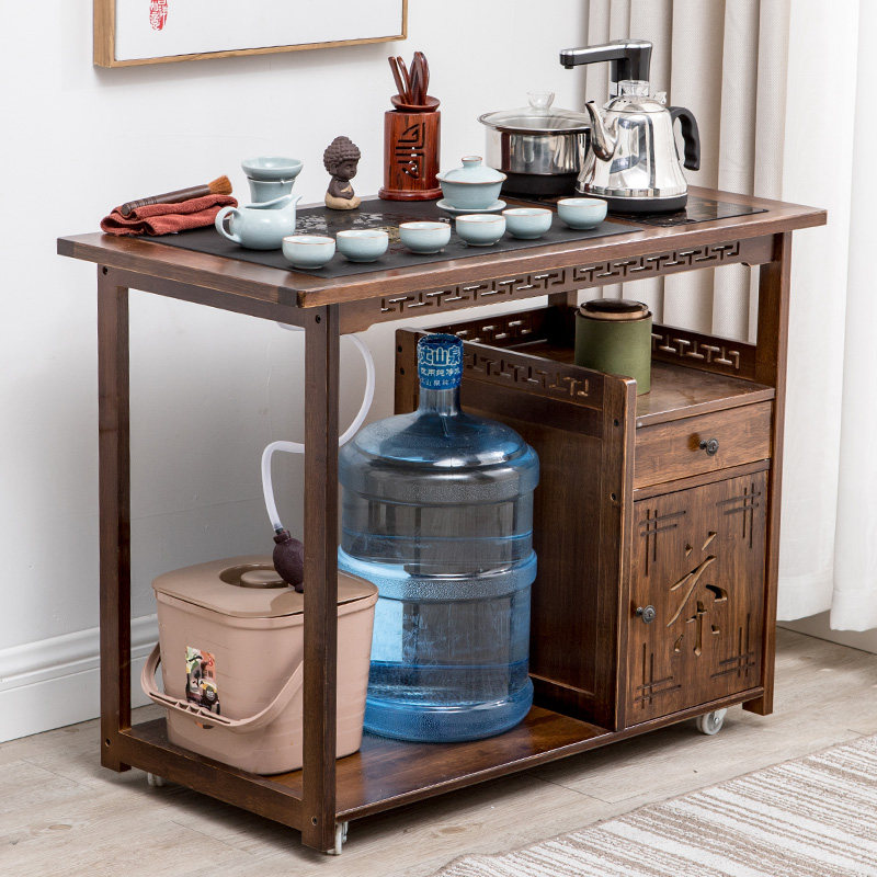 Removable Tea Table Home Kung Fu Small Tea Table Solid Wood Tea Tea Car Tea Set Set Of Boiling Kettle Integrated Tea Water Cabinet