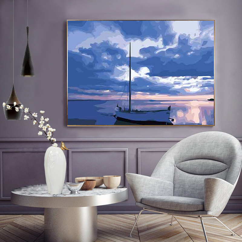 Digital oil painting diy digital oil painting landscape architecture abstract coloring hand-painted decompression decorative painting seascape series