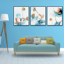 Digital Oil Painting Diy Oil Color Painting Three-Spelled Triptych Hand-Filled Digital Living Room Decoration Painting Golden Lotus Flowers