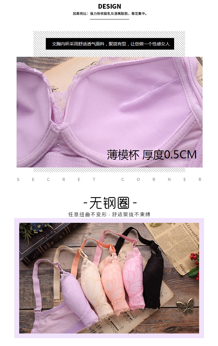 Sexy ren không có vòng thép tập hợp áo ngực mùa hè bộ sưu tập nhỏ áo ngực sữa về việc hỗ trợ điều chỉnh ít đồ lót của phụ nữ shop quần áo nữ