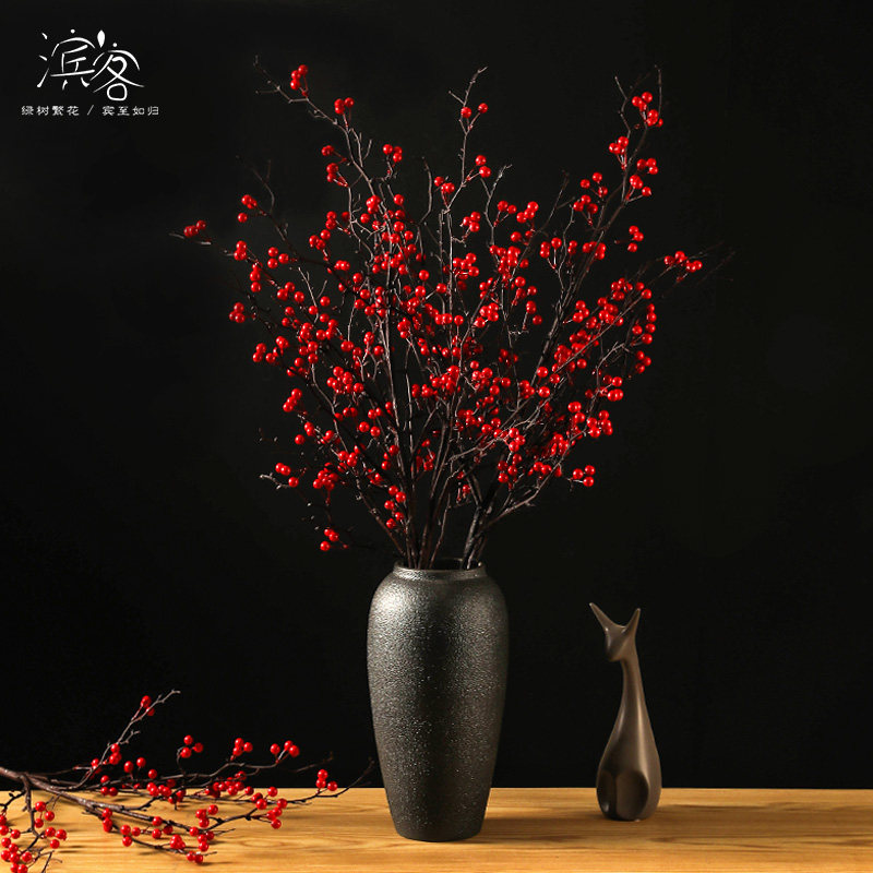 New Chinese red berries emulated floral bouquet living-room plastic floral furnishing decorated with dining table fake flowers and winter turquois