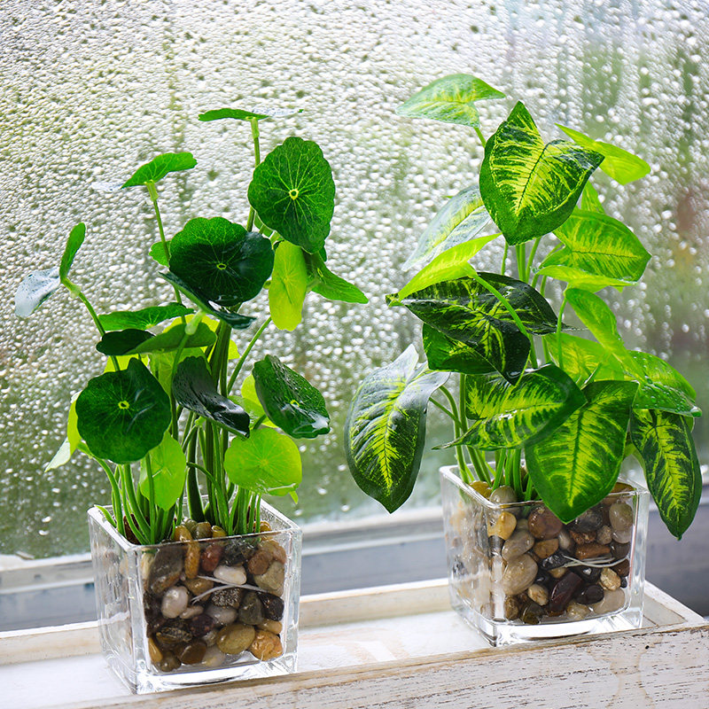 Simulation plant potted green plant Dining table desk Interior decoration Living room net red small ornaments Vase fake flower small bonsai