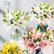 Fake flowers short lilies artificial flowers decorate living room dining table ornaments Indoor bouquet placement Floral vase flower arrangement