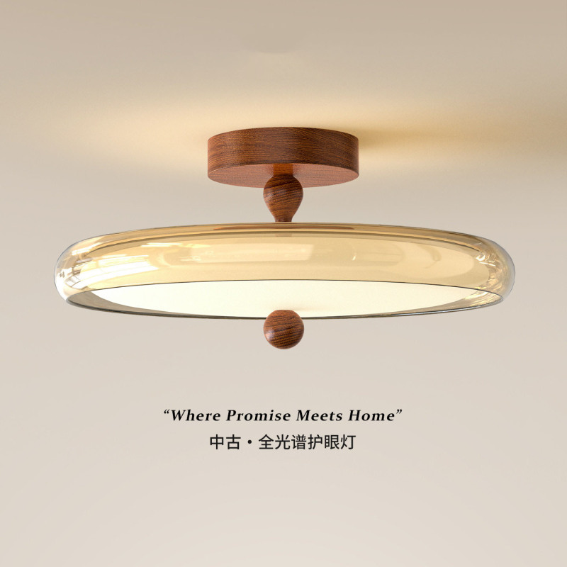 Italian Round Amber-Colored Mid-Century Retro Wood-Style Living Room Bedroom Study Balcony Acrylic Ceiling Lamp Italian Round Amber-Colored Mid-Century Retro Wood-Style Living Room Bedroom Study Balcony Acrylic Ceiling Lamp