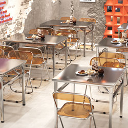 Industrial style stainless steel restaurant table and chair combination food stalls catering commercial tables and chairs Popular snack bar Foldable chairs