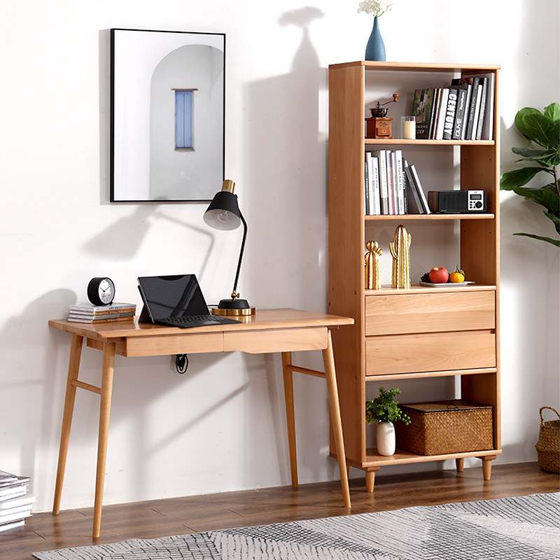 Solid wood desk computer desk writing desk office desk Japanese style simple student desk and chair adult study desk small apartment