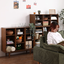 Yueqing solid wood bookshelf shelf Floor-to-ceiling low cabinet Japanese multi-functional student toy storage cabinet Dining side cabinet Living room