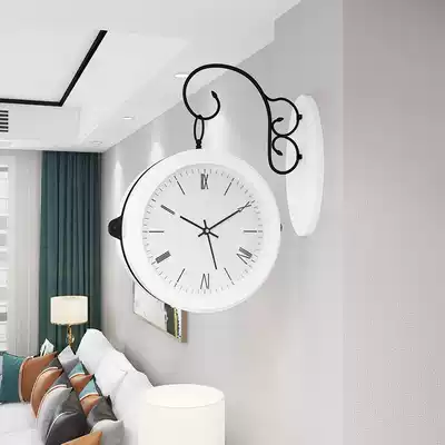 Modern simple double-sided wall clock living room Nordic clock silent creative quartz clock home fashion atmospheric wall watch