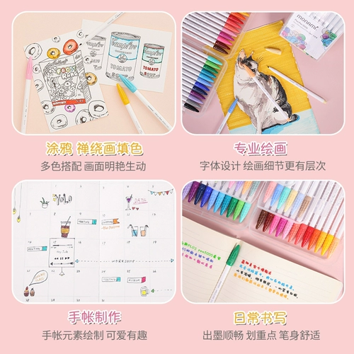 Новый P3000 Южная Корея Monami60 Цветный акварельный волоконно -волоконно -костюм с черной водой ручки, тонкие линии крюка, ручная книга, делайте ноты, используйте Muna 0,4 мм