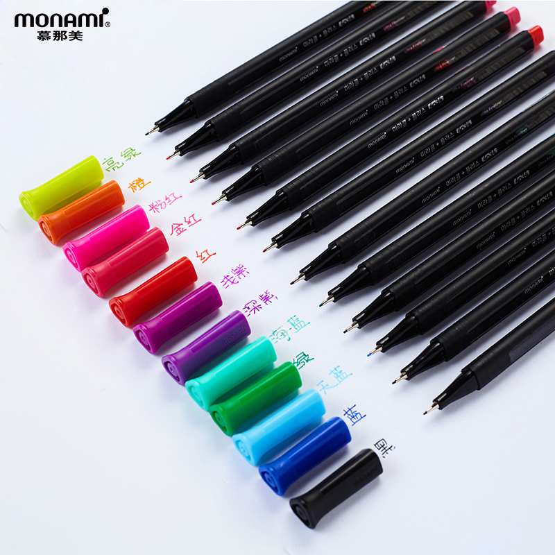 Monami flagship store Korea monami 0 25mm extra-fine pen head triangle pen neutral water-based pen color reading notes office learning scribe mark mind map hook line 4034
