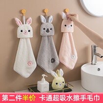 Hand towel hanging cartoon thickened animal bear children coral velvet dish cloth does not drop hair absorbent dry hand towel