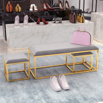 Wrought iron simple light luxury shoe stool shoe store clothing store cloakroom rest try shoe stool bed tail sofa long stool