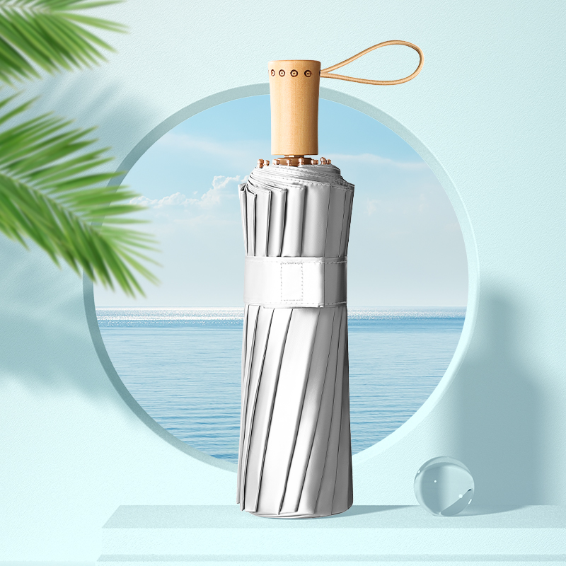 16 bone titanium silver sunscreen umbrella female Xia Qing umbrella dual-use large folding wind-resistant umbrella sunshade anti-UV