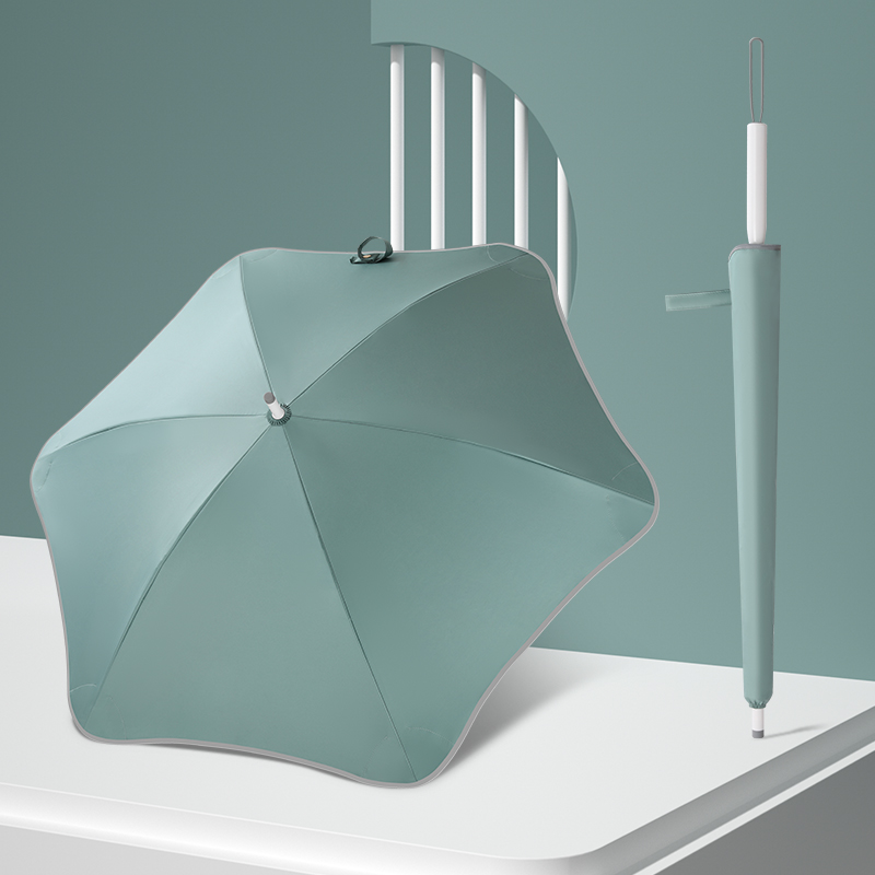 Safe Rounded Corners Straight Umbrella Umbrella Female Sunny and rain-proof Men's long handle sturdy anti-wind Large reinforcement Thickening Thickened