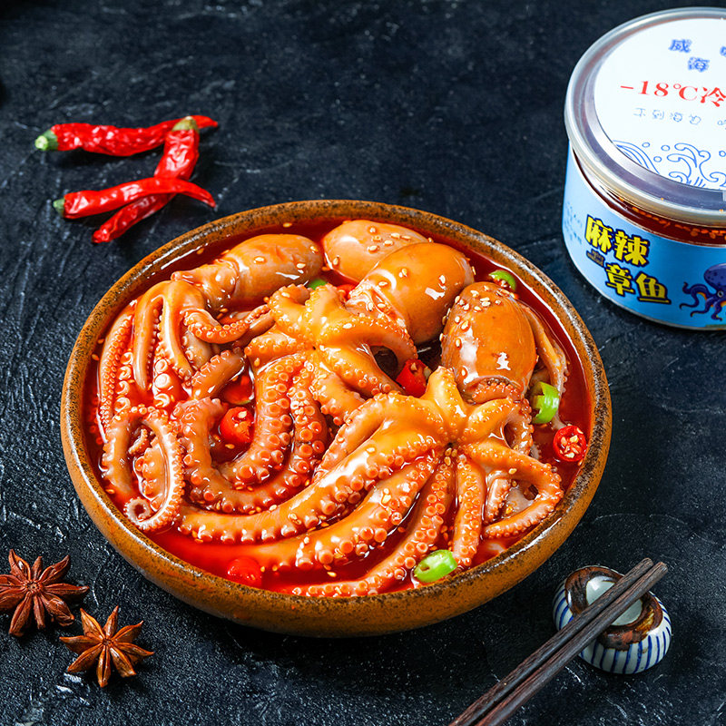 Octopus Big Head Spicy Small Seafood Cooked Food Instant Canned Squid Spicy Octopus Beard Foot Octopus