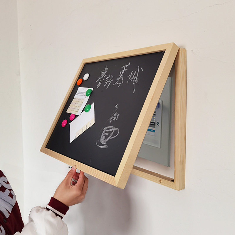 Wise Xuan MousCity Electric Meter Box Shelter Blackboard Decoration Suction Ferromagnetism Message Board Free to punch distribution box power fire hydrant sheltering Nordic ins wooden electric box fold
