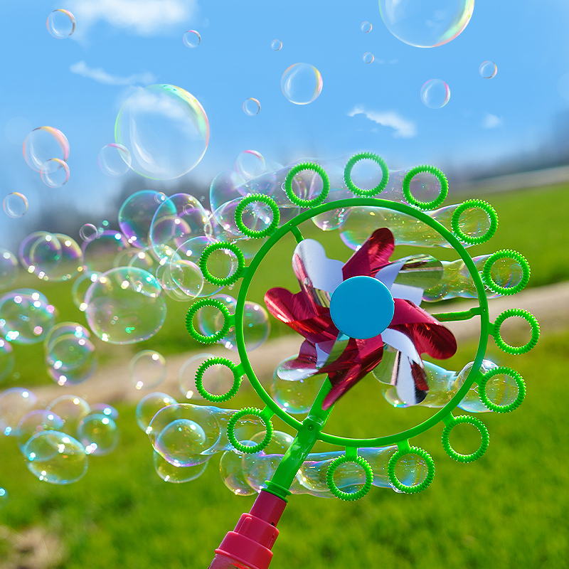 Bubble Machine Children Windmill Manual Bubble Foam Blister water replenishing liquid Men and women Seven Colorful Blow Bubble Baton Tubes Toys
