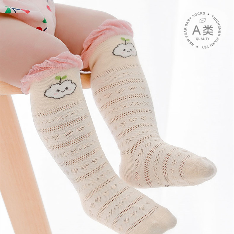 0-1-3 years old children thin middle tube socks Newborn children anti-mosquito socks Baby knee high tube socks Girls socks spring