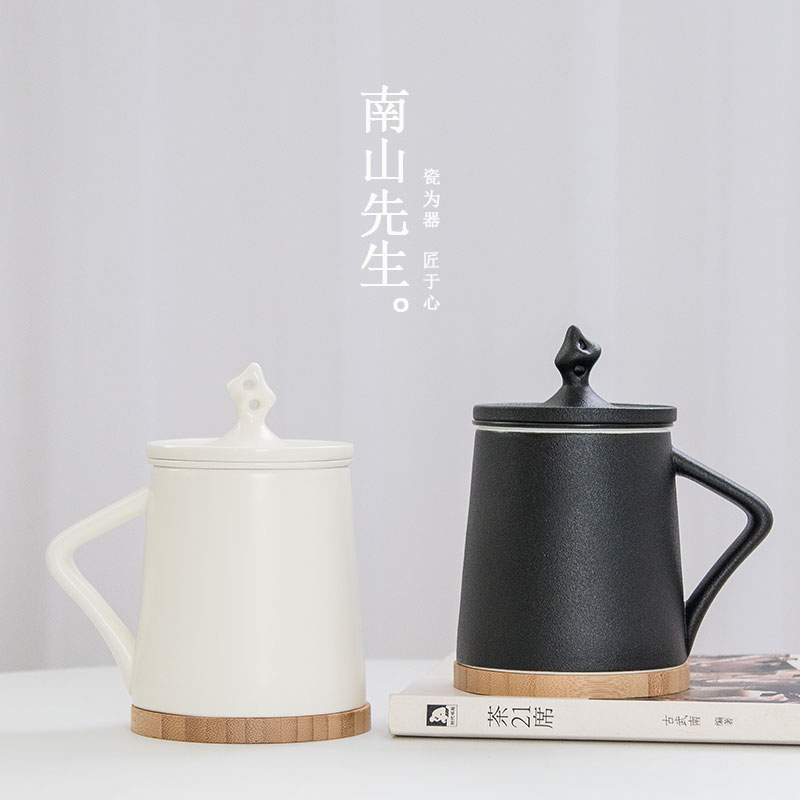 Mr. Nanshan Mr. Taihu Stone Mark Cup Ceramic with lid with filter Office Bubble Tea Cup Lovers Water Cup Customize