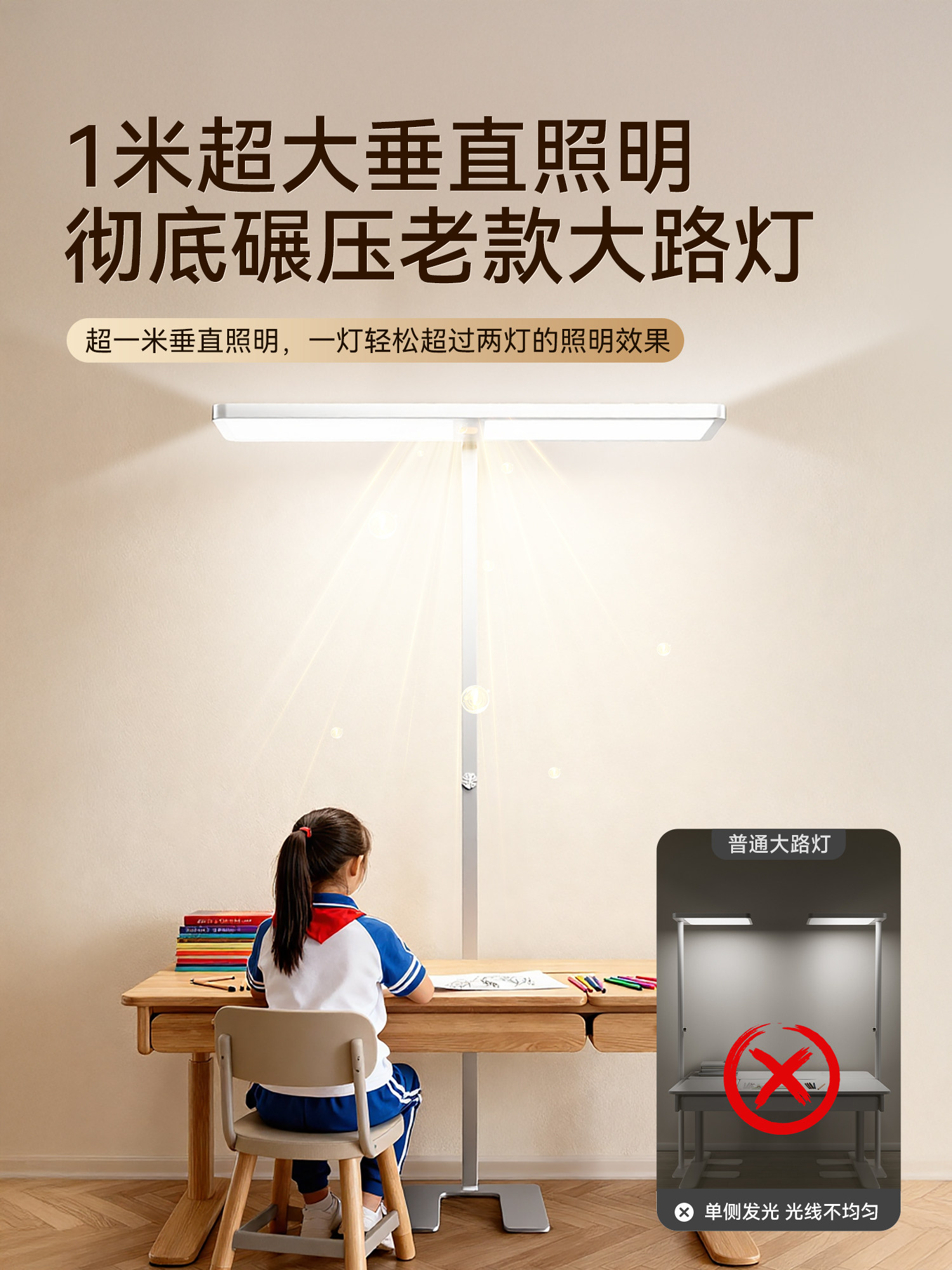 Floor-Standing Eye-Protection Desk Lamp, Special for Studying, Large Street Lamp, Kidsren's Reading, College Students' Anti-Myopia, Full Spectrum, Shadowless Dormitory