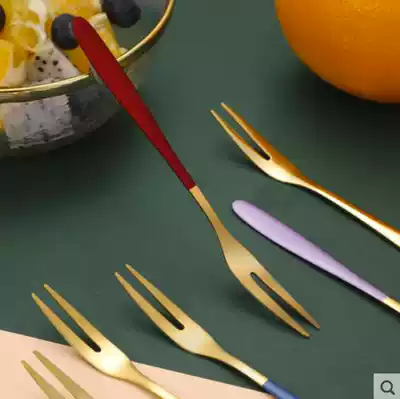Creative cute water fork set stainless steel fork home European fruit plug fruit stick cake fork fruit