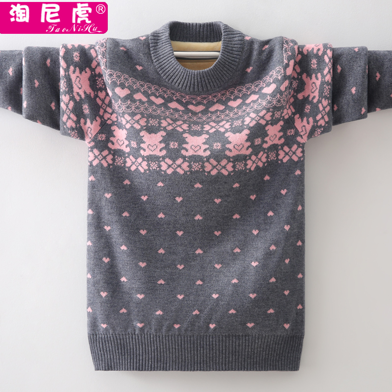Girl's sweater pure cotton-knitted sweater sweater sweater sweater sweater sweater sweater sweater and thicker children's hygiene clothing tide