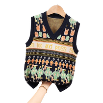 Boys knitted vests stylish vests childrens medium and large childrens sweaters sleeveless cotton tops 8 boys V-neck sweaters trendy