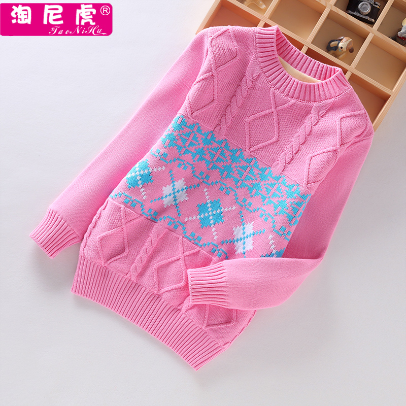 Girl Sweater Stitch Cardiff Pure Cotton Autumn Winter Dress Child Plus Suede Thickening 12 CUHK Girl Girl Foreign Pie Hooded Clothing