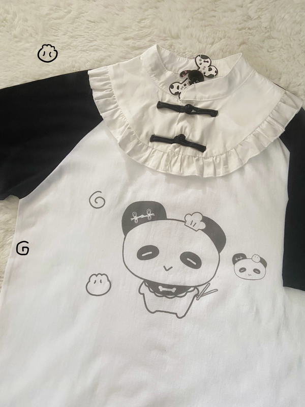 Malt Little Bone (Chinese Panda) Original Cute Home-Style Soft Panda Short-Sleeve T-Shirt