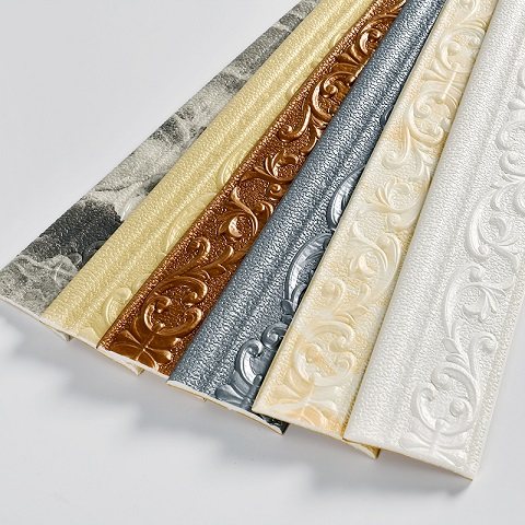 Waterproof wallpaper self-adhesive 3d three-dimensional wall stickers skirting line ceiling corner wallpaper background wall border waistline decoration