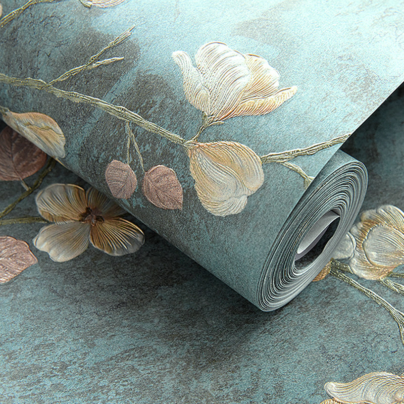 Self-adhesive thickening 3D stereoppress unwoven fabric wall paper European-style cozy bedroom book room Living room TV background wallpaper