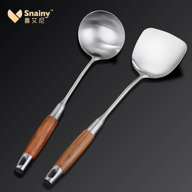 304 stainless steel shovel kitchenware set soup spoon scrubber kitchen home with fried spoon leak spoon non stick hot stainless stainless steel